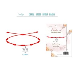 Pulsera 7 Nudos con Estrella De David en Acero Plateado (P2)